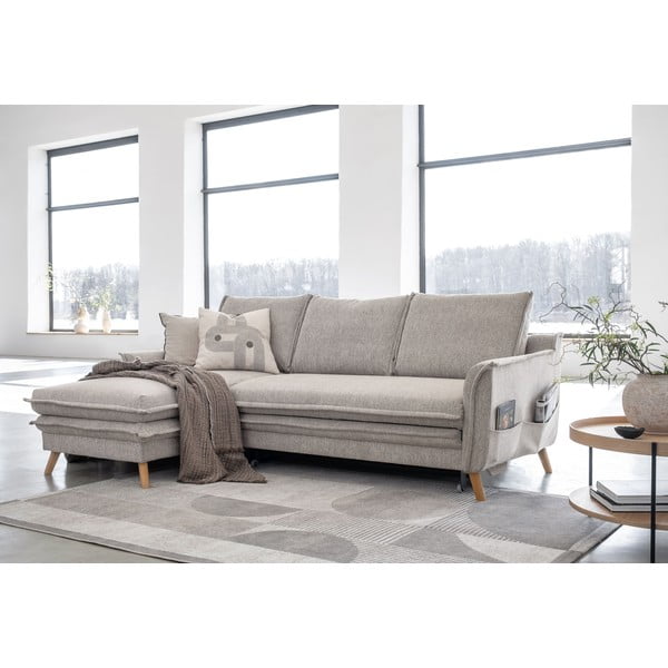 Divano angolare greige allungabile/con contenitore (con penisola a sinistra/con chaise lounge) Charming Charlie – Miuform-image-3