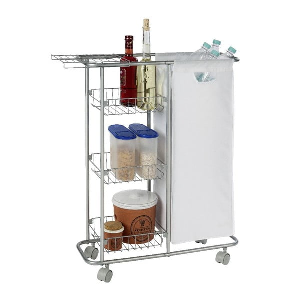 Scaffale mobile universale con cestino , 28 l Slim - Wenko-image-1