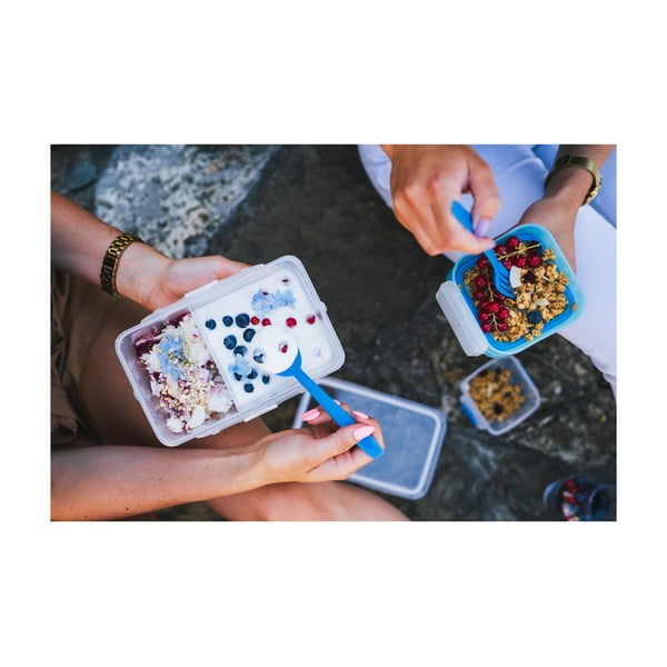 Cestino blu per pranzo e merenda con posate, , 650ml+230m Push&Push - Vialli Design-image-4