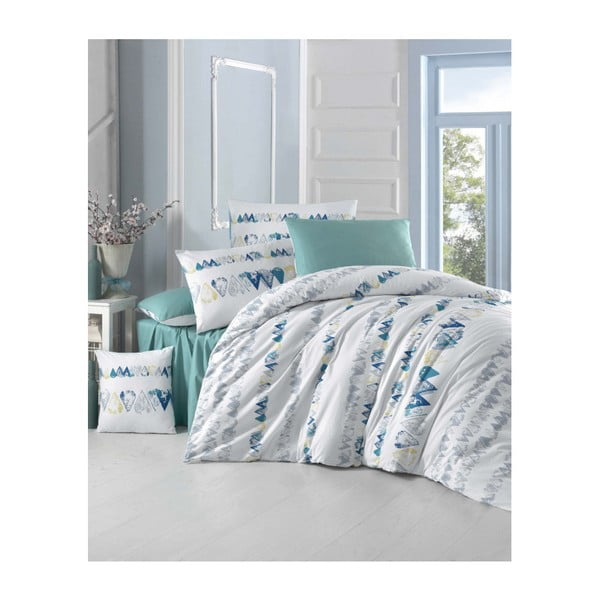 Biancheria da letto in cotone con lenzuolo e 2 federe per letto matrimoniale Tu Ana, 200 x 220 cm - Mijolnir