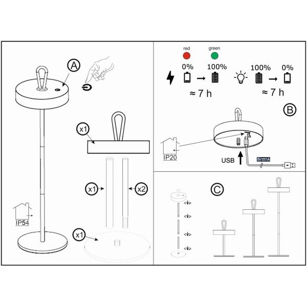 Lampada da tavolo a LED nera (altezza 47 cm) Dord - Fischer & Honsel-image-1