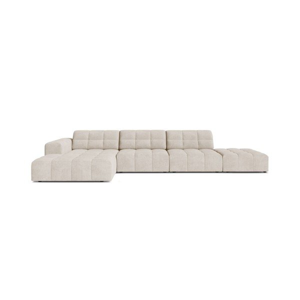 Divano angolare color crema (con penisola a sinistra/con chaise lounge) con rivestimento in ciniglia Chicago – Cosmopolitan Design