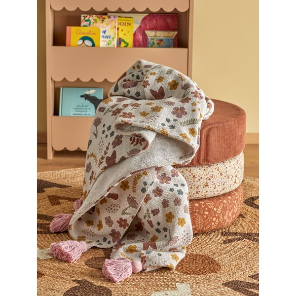 Coperta per neonati bianca e rosa 130x160 cm Kristine - Bloomingville Mini-image-1