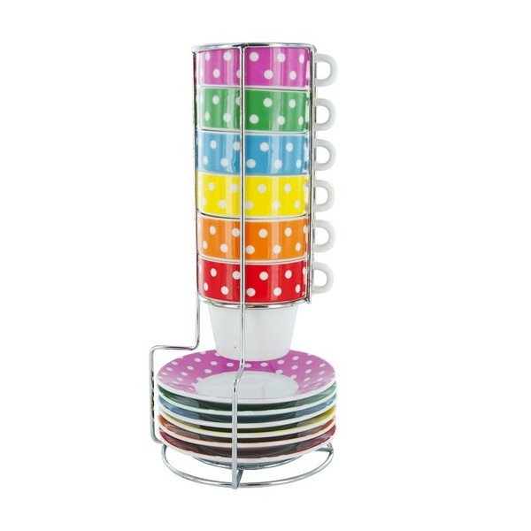 Sada 6 hrnků se stojánkem Espresso Mini Dots