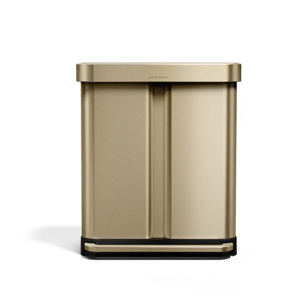 Cestino per la spazzatura oro opaco in acciaio per raccolta differenziata/con pedale 34+24 l – simplehuman-image-4