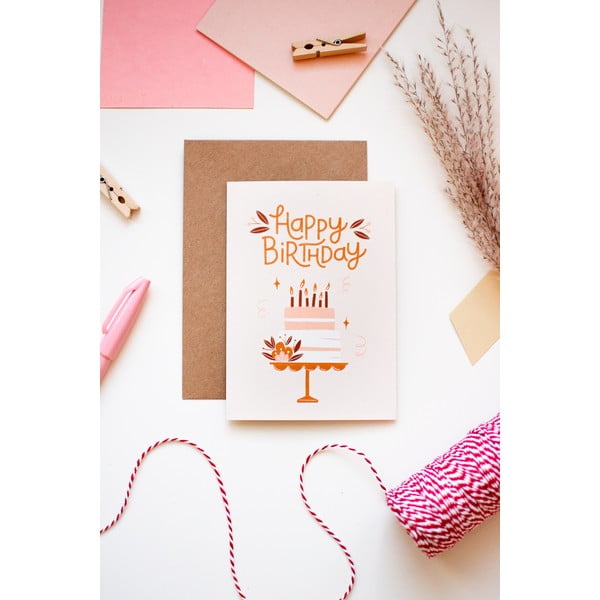 Biglietto di compleanno in carta riciclata con busta, formato A6 Happy Birthday - Printintin-image-1