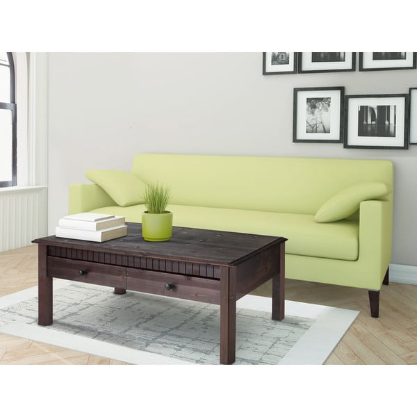 Tavolino in pino massiccio marrone scuro con 2 cassetti Linda - Støraa-image-1