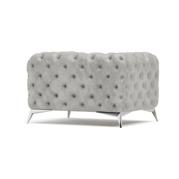 Poltrona grigio chiaro con rivestimento in velluto Chelsea – Ropez-image-2