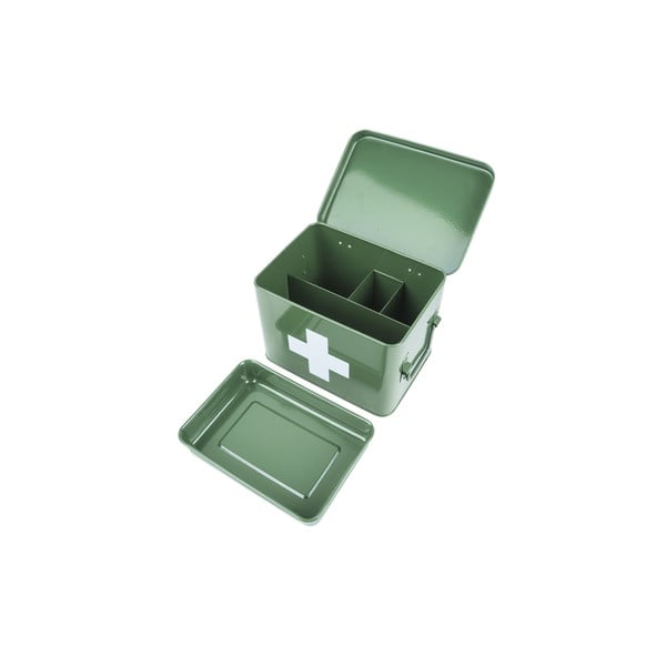 Armadietto dei medicinali in metallo verde Croce bianca - PT LIVING
