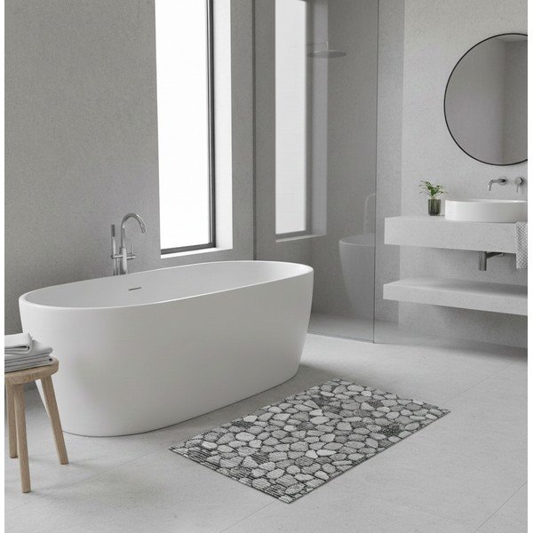 Tappetino da bagno in plastica grigio 50x80 cm Sassi - Wenko-image-1