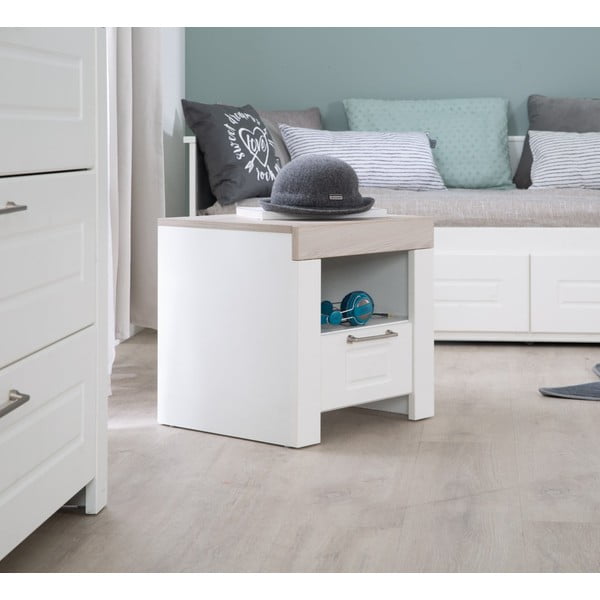 Comodino bianco per bambini con ripiani - Roba-image-1