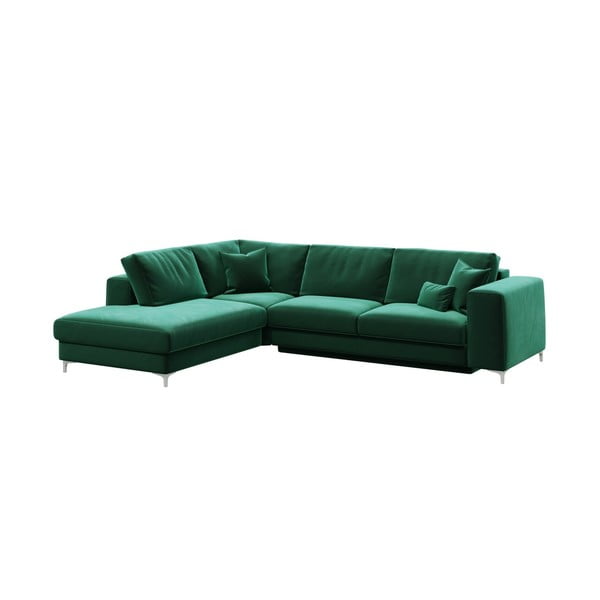 Divano letto angolare Devichy in velluto verde scuro, angolo sinistro Rothe - devichy-image-2