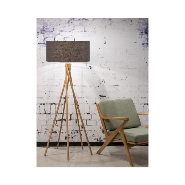 Lampada da terra con paralume grigio scuro e struttura in bambù Kilimanjaro - Good&Mojo-image-3