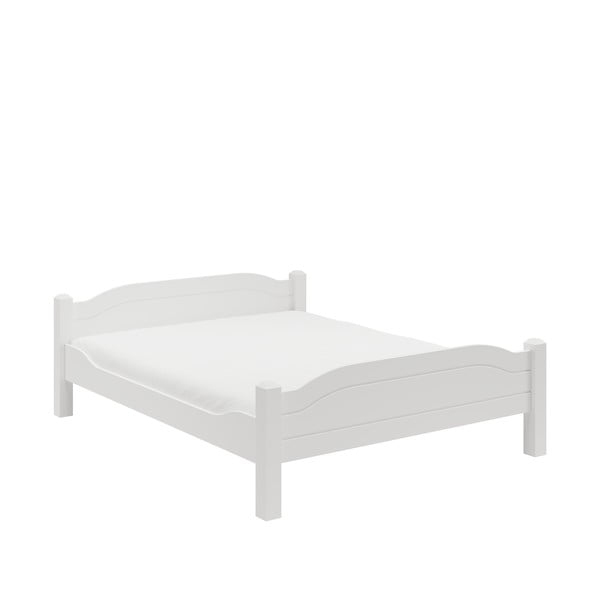 Letto matrimoniale bianco in pino massiccio 160x200 cm Liva – Olivia Living