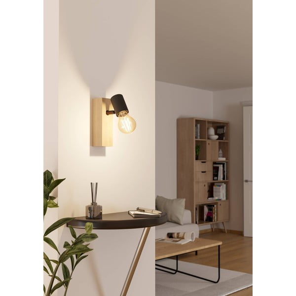 Lampada da parete nera/di colore naturale TOWNSHEND 3 – EGLO-image-1