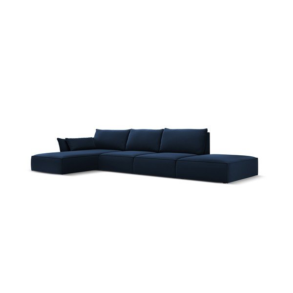 Divano angolare blu scuro (con penisola a sinistra/con chaise lounge) con rivestimento in velluto Vanda – Mazzini Sofas-image-2