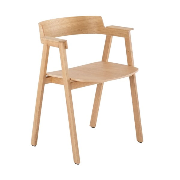 Sedia da pranzo di colore naturale in rovere massiccio con braccioli Flip – Gazzda