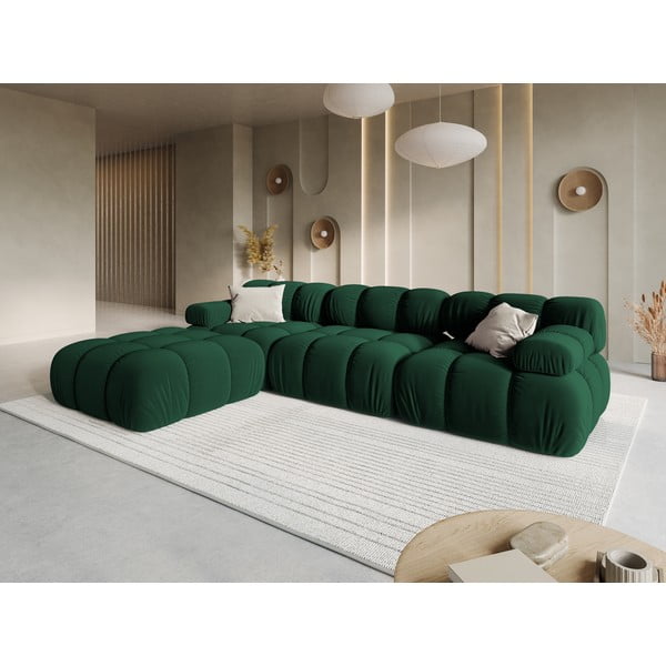 Divano angolare in velluto verde Bellis - Micadoni Home-image-1