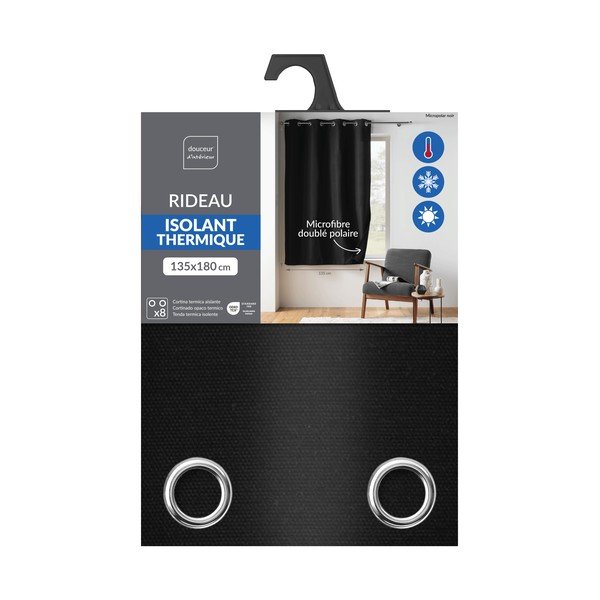 Tenda termoisolante/parzialmente oscurante nera in microfibra 135x180 cm Micropolar – douceur d'intérieur-image-3