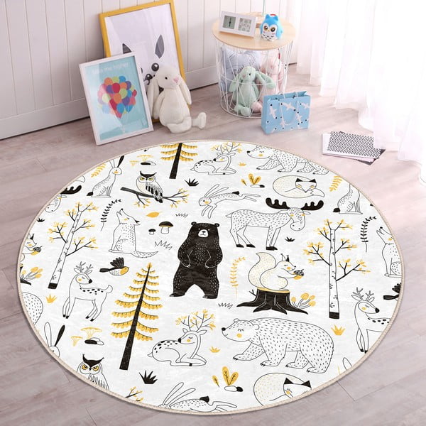 Tappeto per bambini giallo e bianco ø 100 cm Comfort - Mila Home-image-4