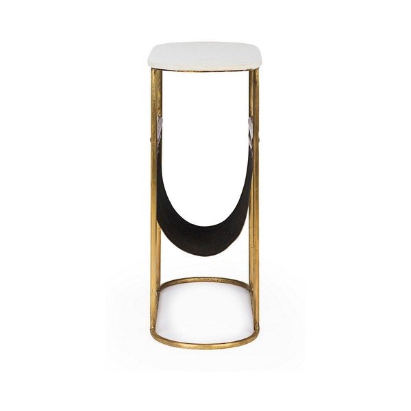 Tavolo consolle marrone/dorato con piano in marmo 23x53 cm Marmol – Bizzotto-image-2