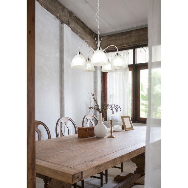 Lampadario bianco/argentato con paralume in vetro ø 55 cm Dobby – Reality-image-1