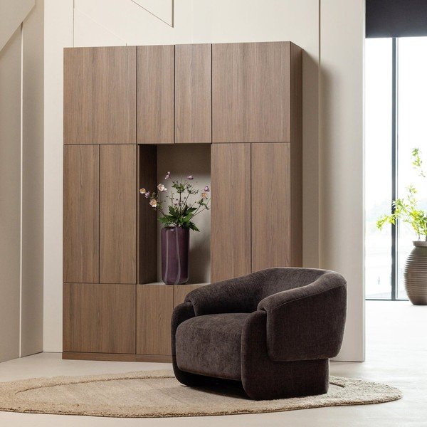 Poltrona marrone scuro con rivestimento in ciniglia Moru – WOOOD-image-1