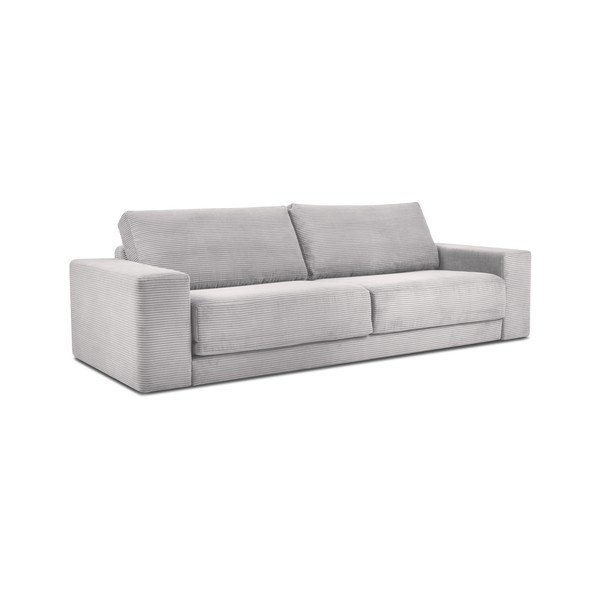 Divano letto in velluto a coste grigio chiaro Donatella - Milo Casa-image-2
