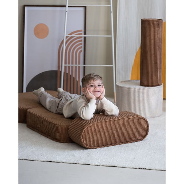 Poltrona per bambini marrone con rivestimento in velluto a coste Flip – Wigiwama-image-3