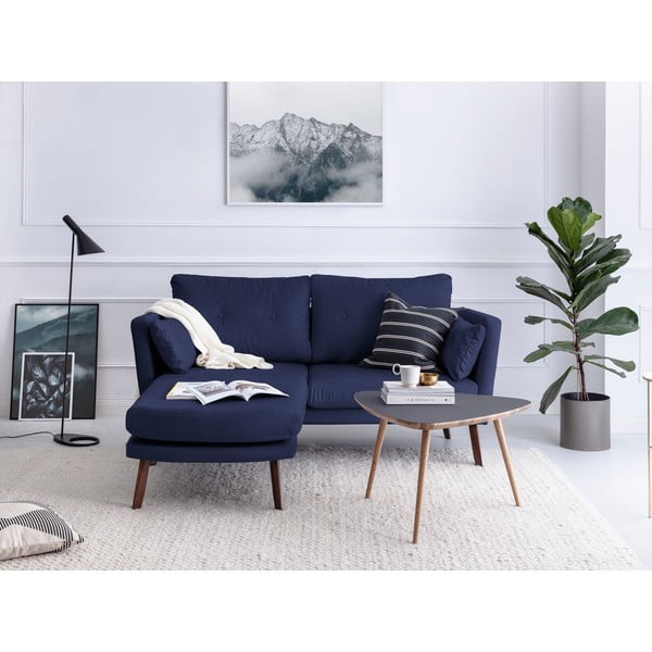 Divano a tre posti blu navy Elena, con lettino nell'angolo a sinistra - Mazzini Sofas-image-1