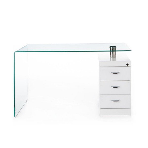 Tavolo da lavoro con piano in vetro 65x125 cm Bow - Tomasucci-image-2
