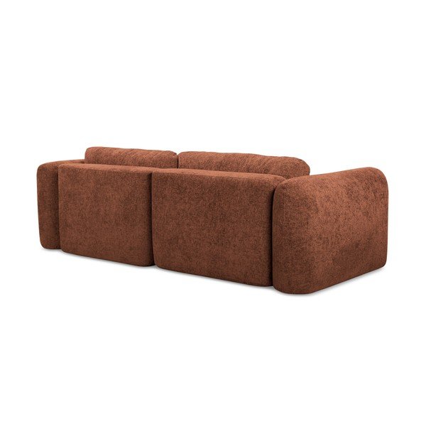 Divano angolare color terracotta allungabile/con contenitore (con penisola a sinistra/con chaise lounge) con rivestimento in ciniglia Mele – Makamii-image-4