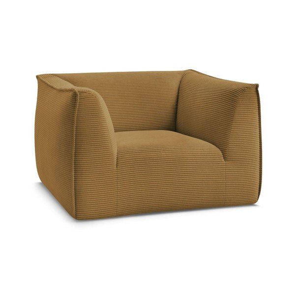 Poltrona color senape con rivestimento in velluto a coste Giorgia – Bobochic Paris