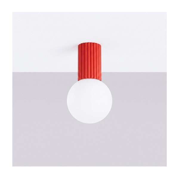 Plafoniera rossa in vetro opale ø 12 cm Orbital – Sollux-image-2