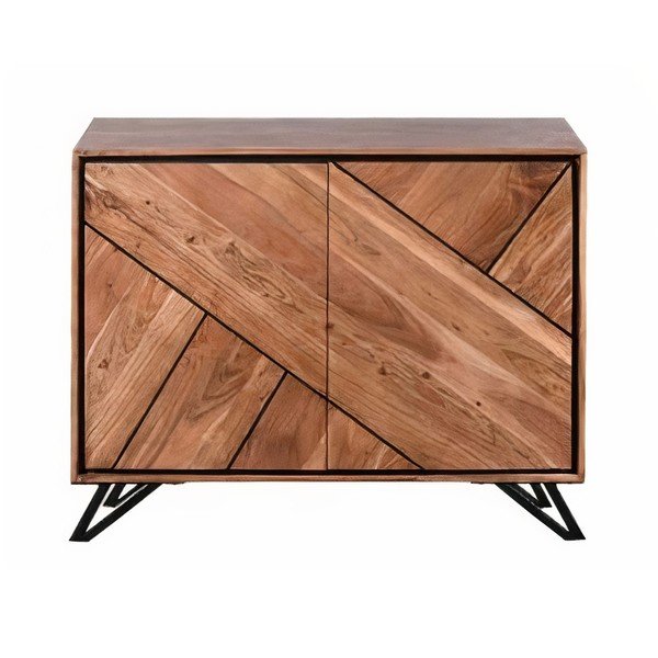 Armadietto di colore naturale in acacia massiccia 120x78x40 cm Ambala – Interia Home & Living