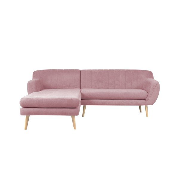 Divano rosa pallido con lettino a sinistra Sardaigne - Mazzini Sofas