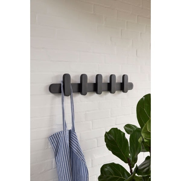 Appendiabiti da parete nero in legno di frassino Merry - Hübsch-image-1