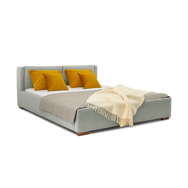 Letto matrimoniale grigio imbottito con rete inclusa 140x200 cm Dreamer – Scandic-image-1