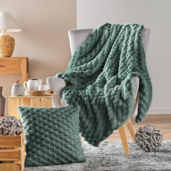 Coperta verde in micropile 220x240 cm Frosty – douceur d'intérieur-image-4
