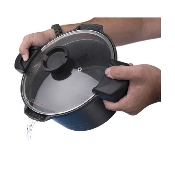 Pentola antiaderente Pfluon Granit con coperchio in vetro Pasta , 5,5 l Grande - Orion-image-3