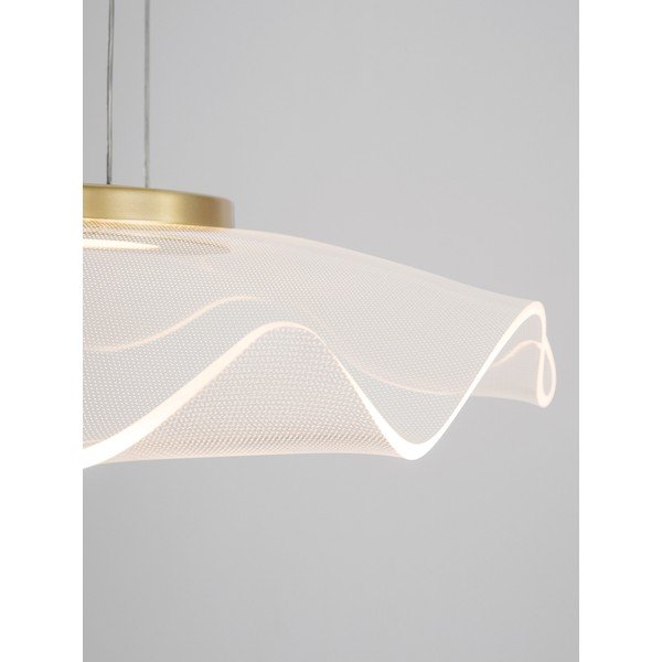 Lampadario LED dorato in alluminio con paralume in vetro acrilico Siderno – Nova Luce-image-3