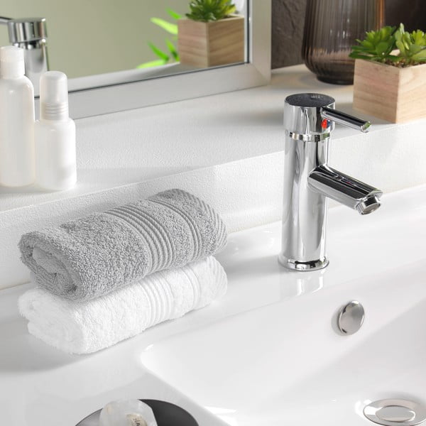 Asciugamano tipo terry grigio chiaro in cotone 30x50 cm Tendresse – douceur d'intérieur-image-1