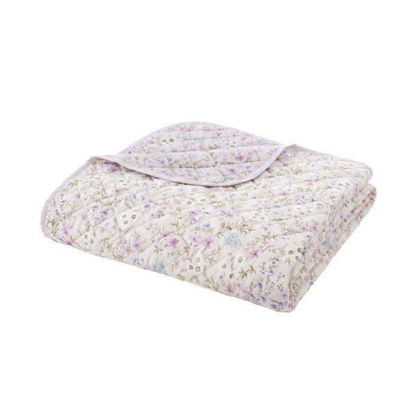 Copriletto lavanda/beige in cotone con rivestimento trapuntato 220x230 cm Ditsy Floral – Bianca