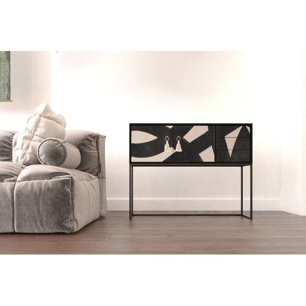 Cassettiera bassa nera e beige 113x92 cm Freya - Really Nice Things-image-3