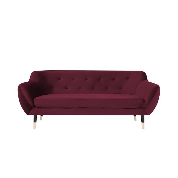 Divano rosso vino con gambe nere Amelie, 188 cm - Mazzini Sofas