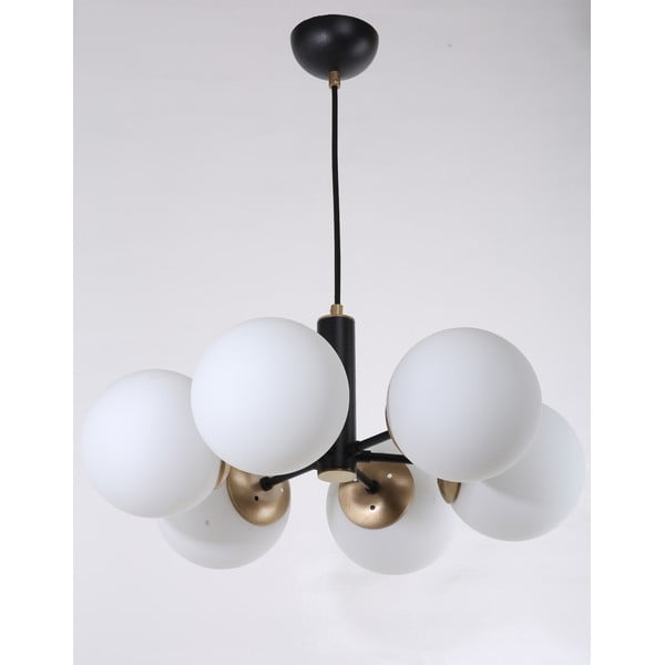 Lampadario nero con paralume in vetro ø 56 cm Daisy – Squid Lighting-image-1