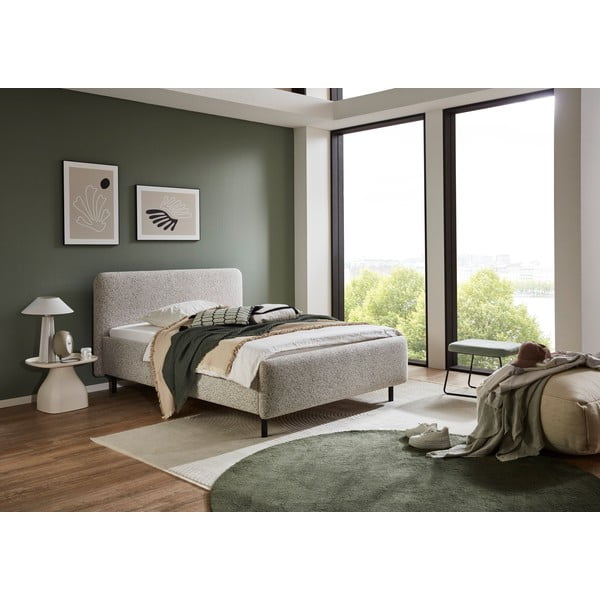 Letto matrimoniale imbottito beige rete non inclusa 160x200 cm Primo – Meise Möbel-image-1