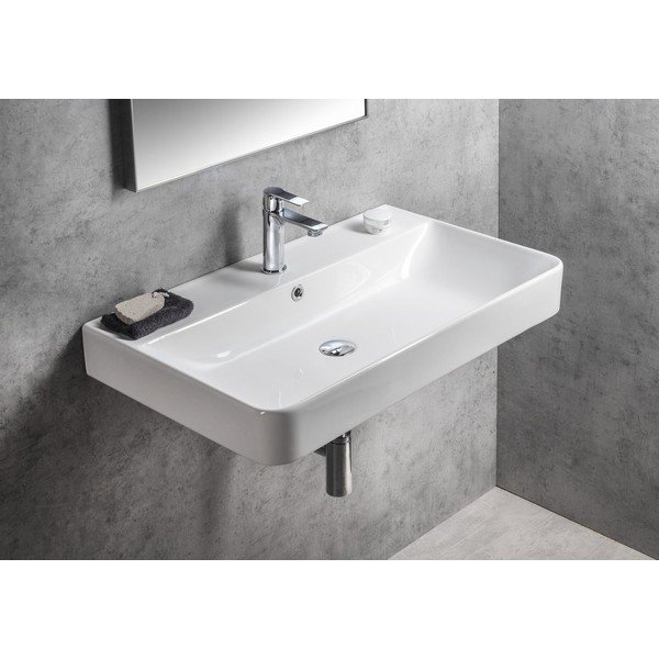 Lavabo bianco in ceramica 80x48 cm Gali – Sapho-image-4