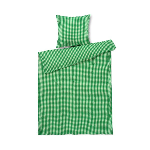 Biancheria da letto in crêpe verde-beige per letto singolo 140x200 cm Bæk&Bølge - JUNA