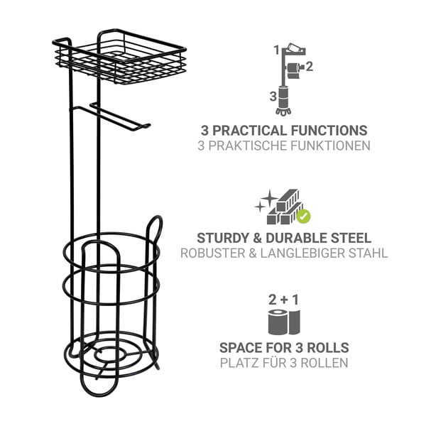 Porta carta igienica nero opaco in acciaio – Wenko-image-2